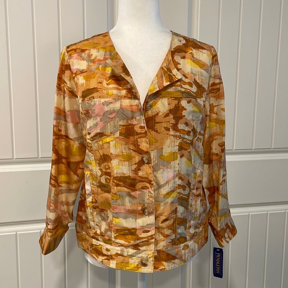 Pendleton 100% Silk Endless Summer Button Front Jacket